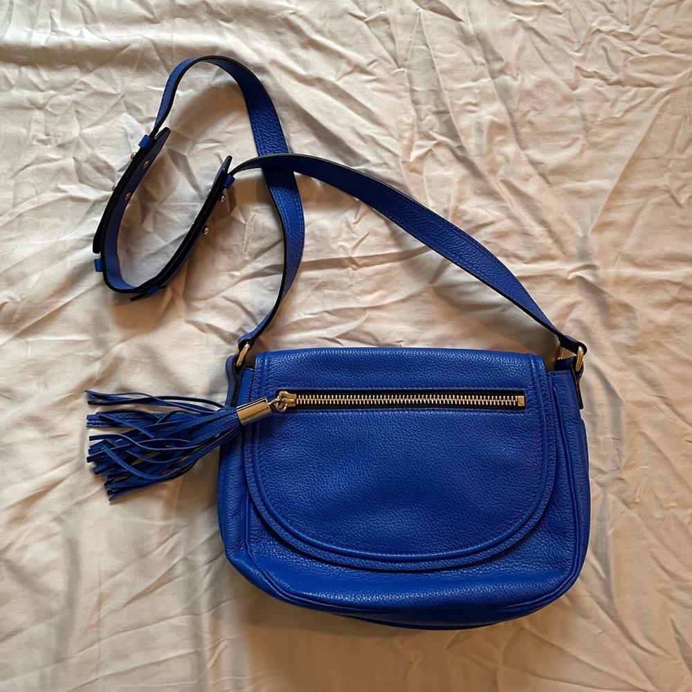 NEW SAMPLE VINTAGE MILLY SADDLE BAG in BLUE
